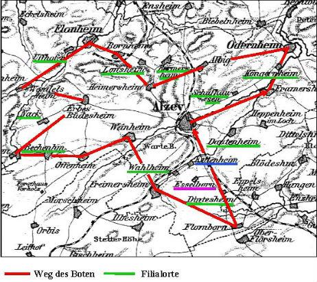 Weg des Alzeyer Kantonsboten 1803