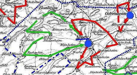  1861: Landpostbotengänge der Postexpedition Alzey und Odernheim 